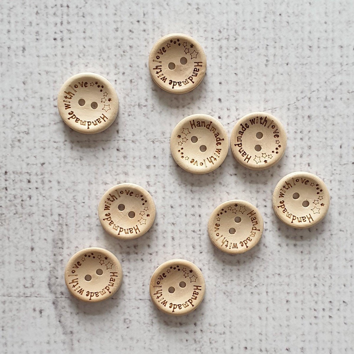 Star Handmade With Love Button - 20mm