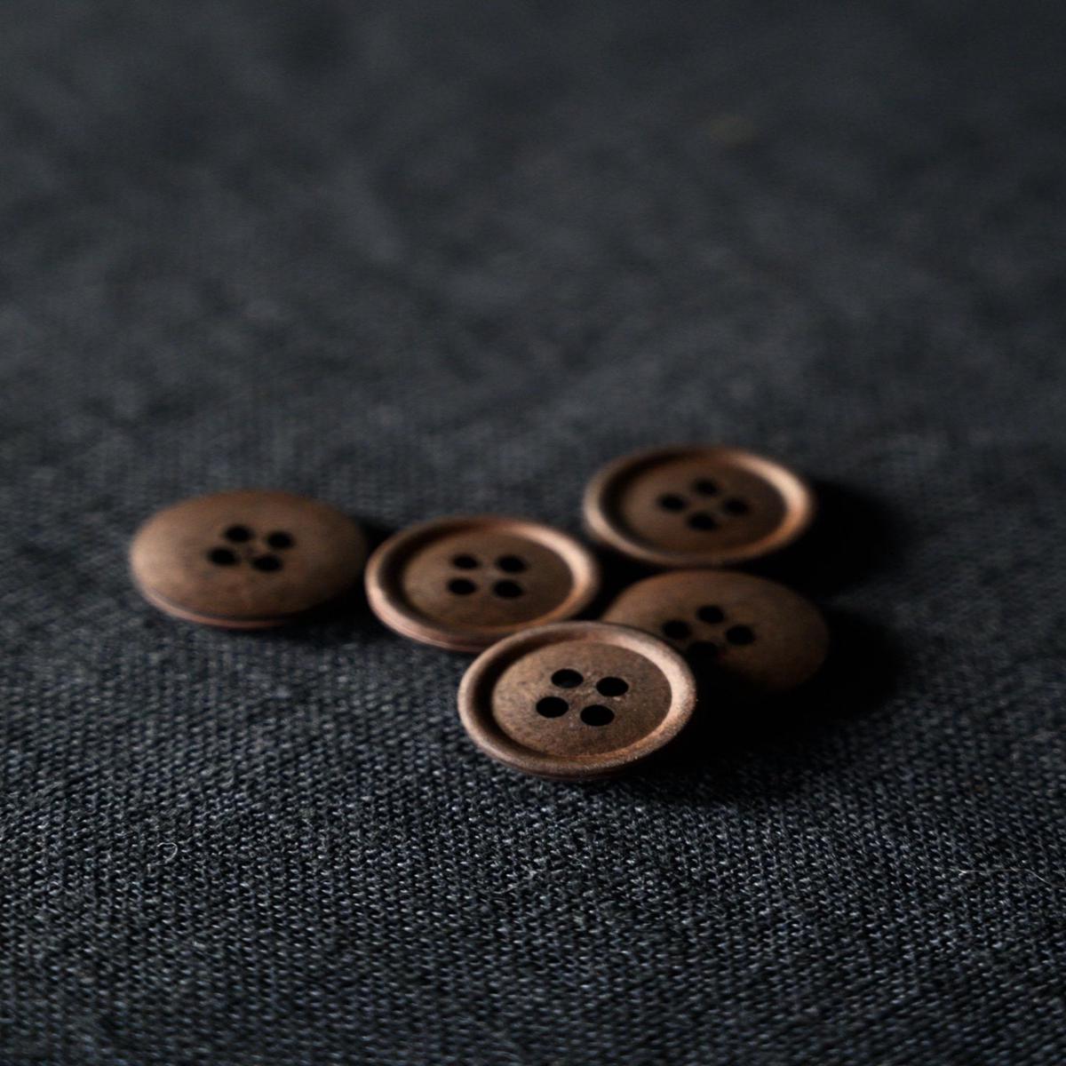Organic Cotton Button - Various Colors - European Import - Merchant & Mills - 11mm & 15mm - Black Coffee 15mm