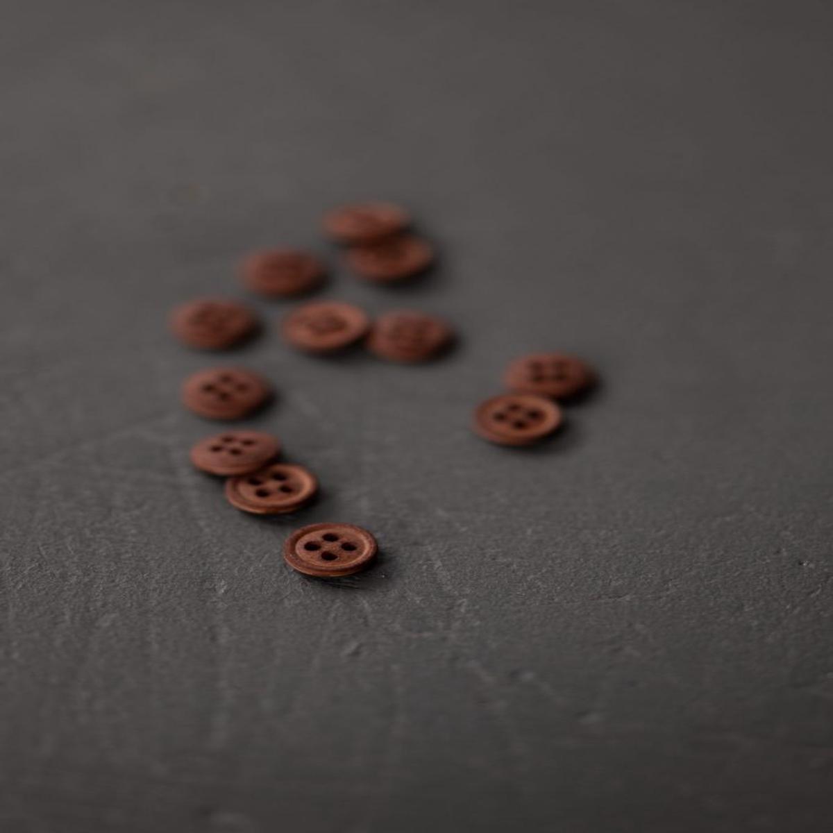 Organic Cotton Button - Various Colors - European Import - Merchant & Mills - 11mm & 15mm - Brown Red 11mm