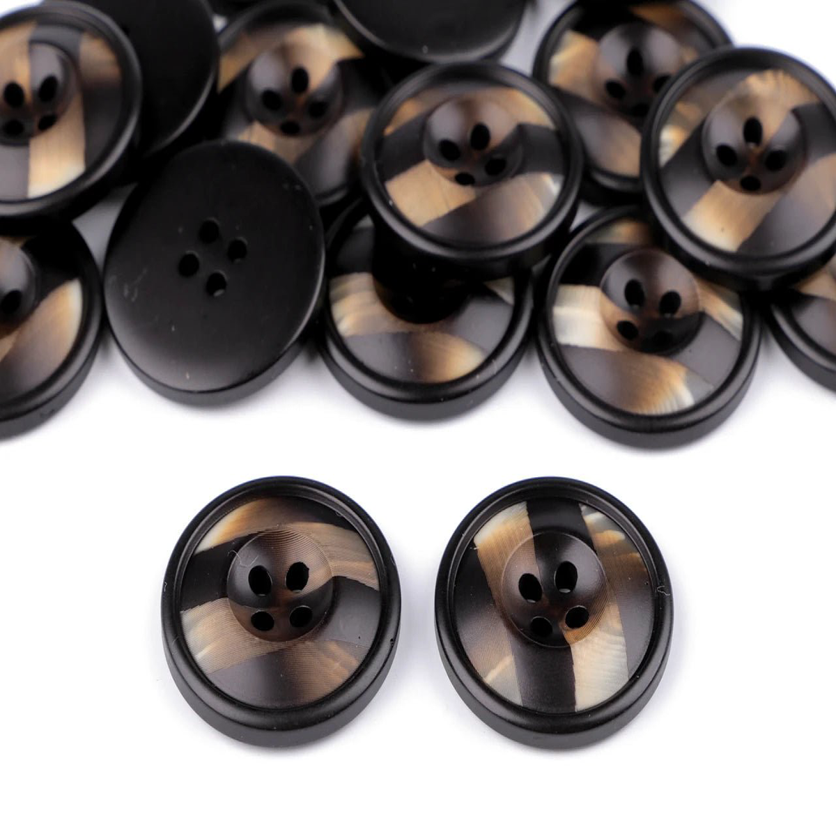 Plastic buttons 28 mm-black/creamy