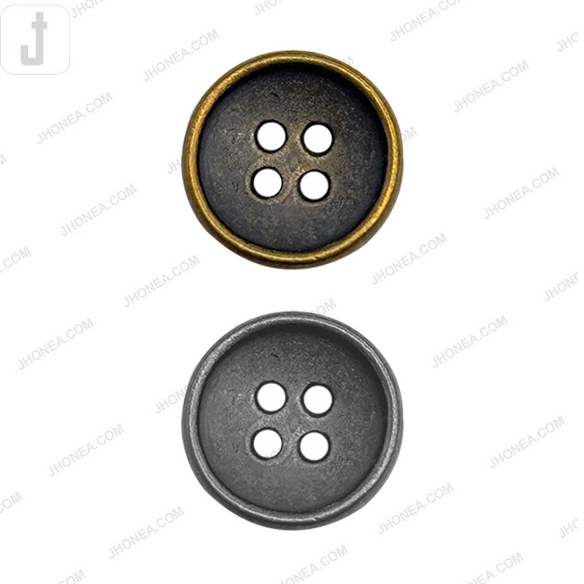 Round Vintage Style 4-Hole Metal Buttons for Sewing and Crafts