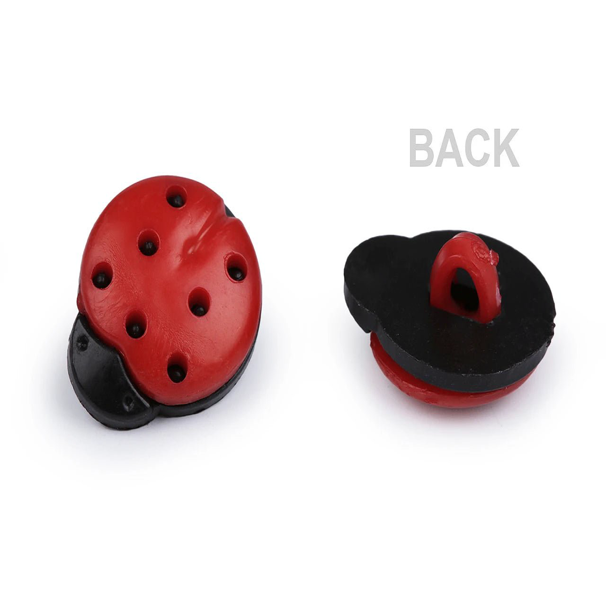 Buttons on legs 15 mm - ladybugs