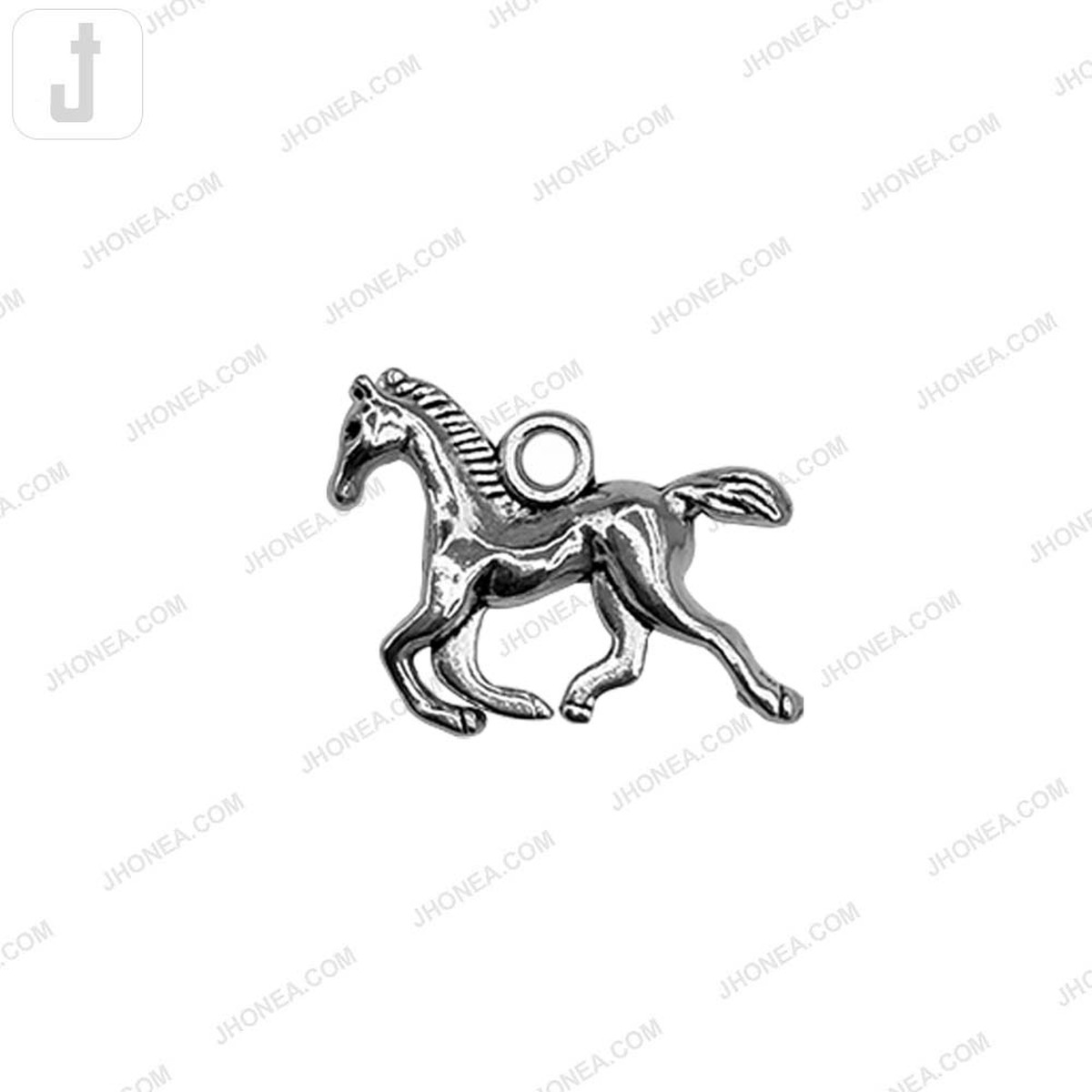 Exquisite Shiny Silver Horse Loop Metal Buttons