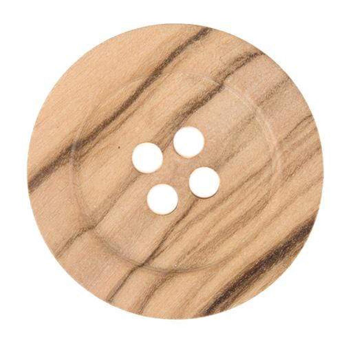 Italian Buttons Olive Wood 4-hole Button (Natural) - 38mm