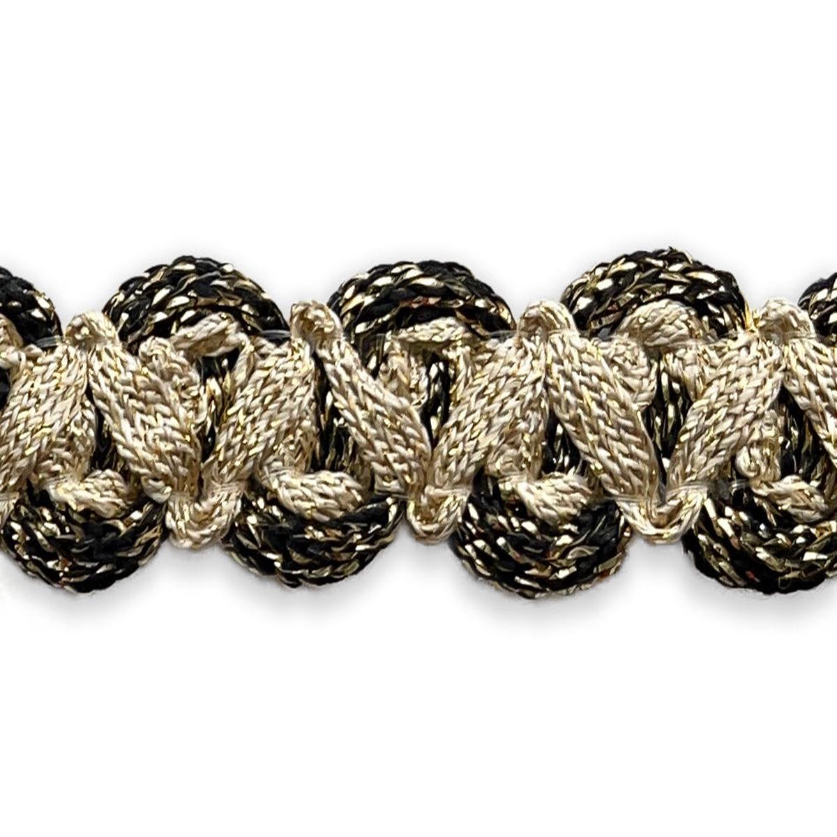 3/4" Cappuccino & Black Braided Trim (Made in USA)