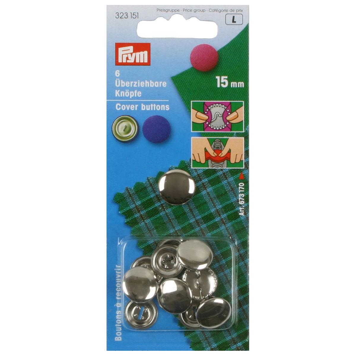 Prym Cover Buttons Without Tool Brass 15mm Silver Col