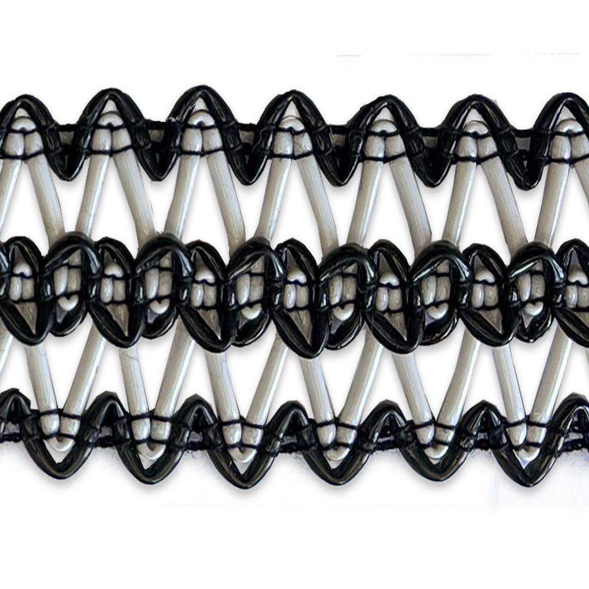 1 1/4" Black Leatherette Zig-Zag Trim (Made in USA)