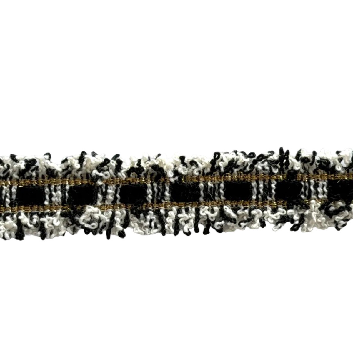 5/8" Black Velvet & Gold Double-Fringed Trim (Made in France)