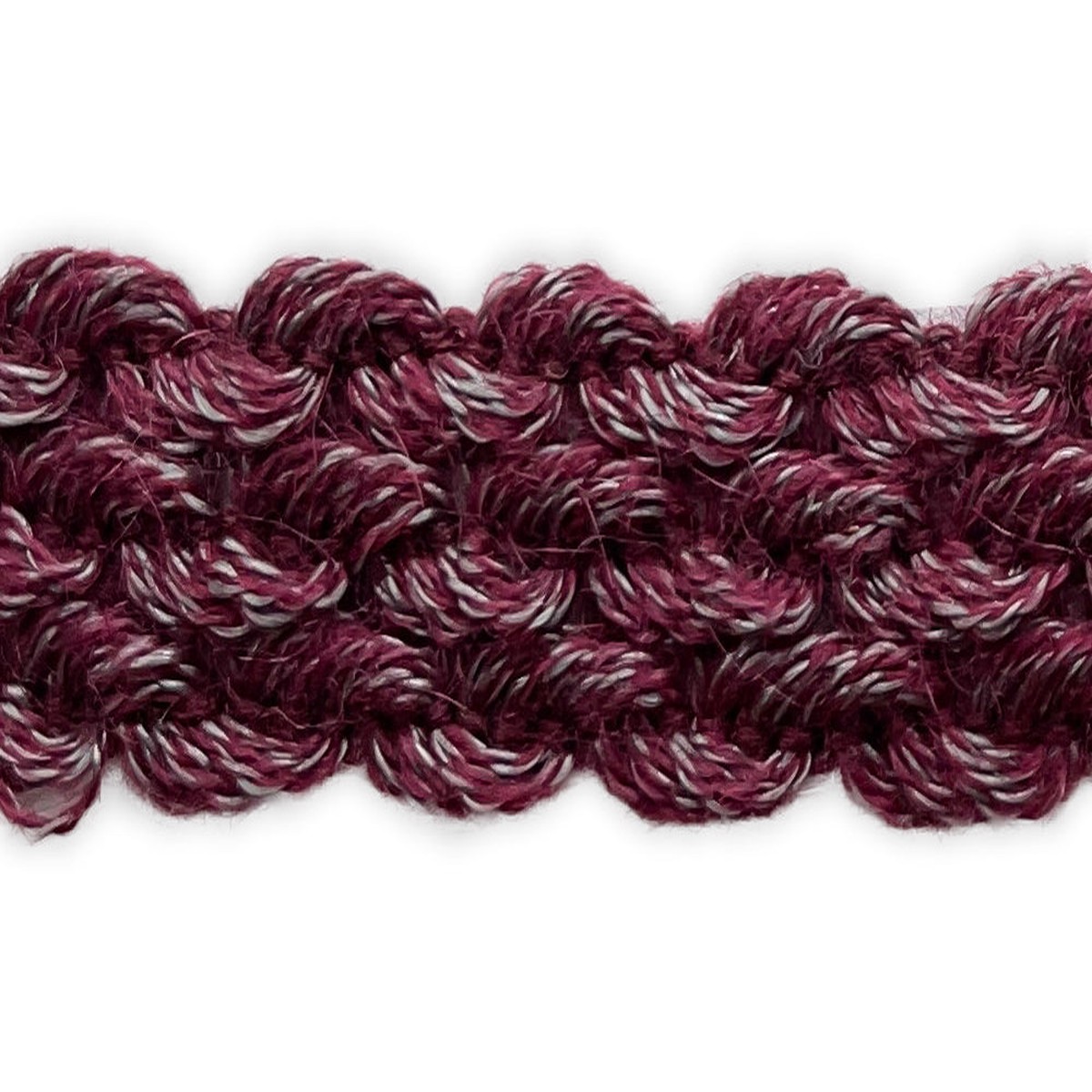 7/8" Burgundy & Smoke Braided Trim (Made in France)