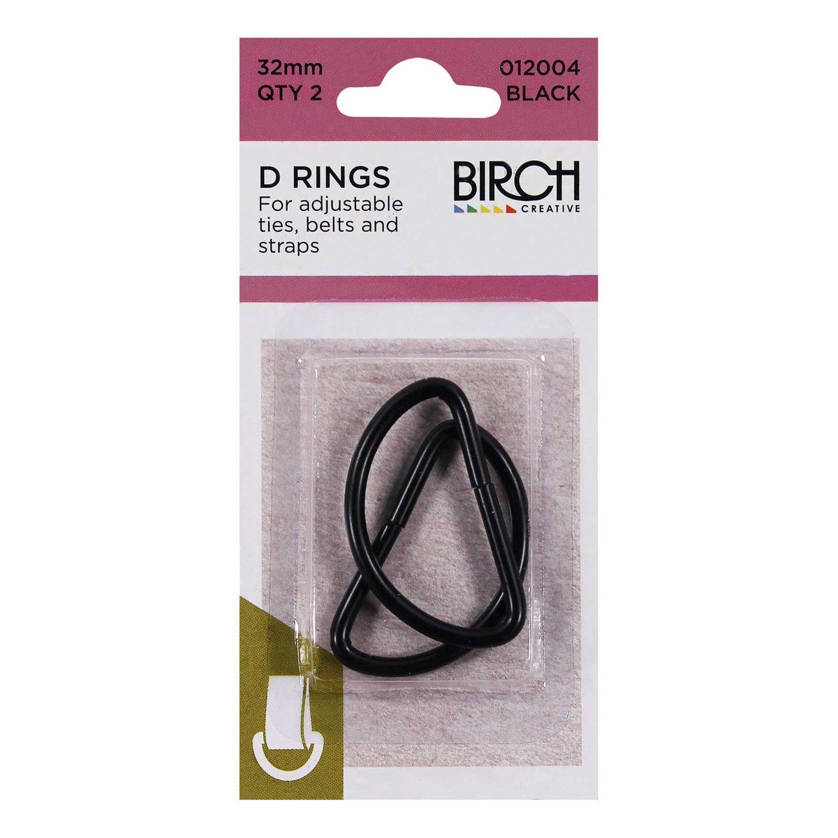 2 x D-Rings - 32mm - Black