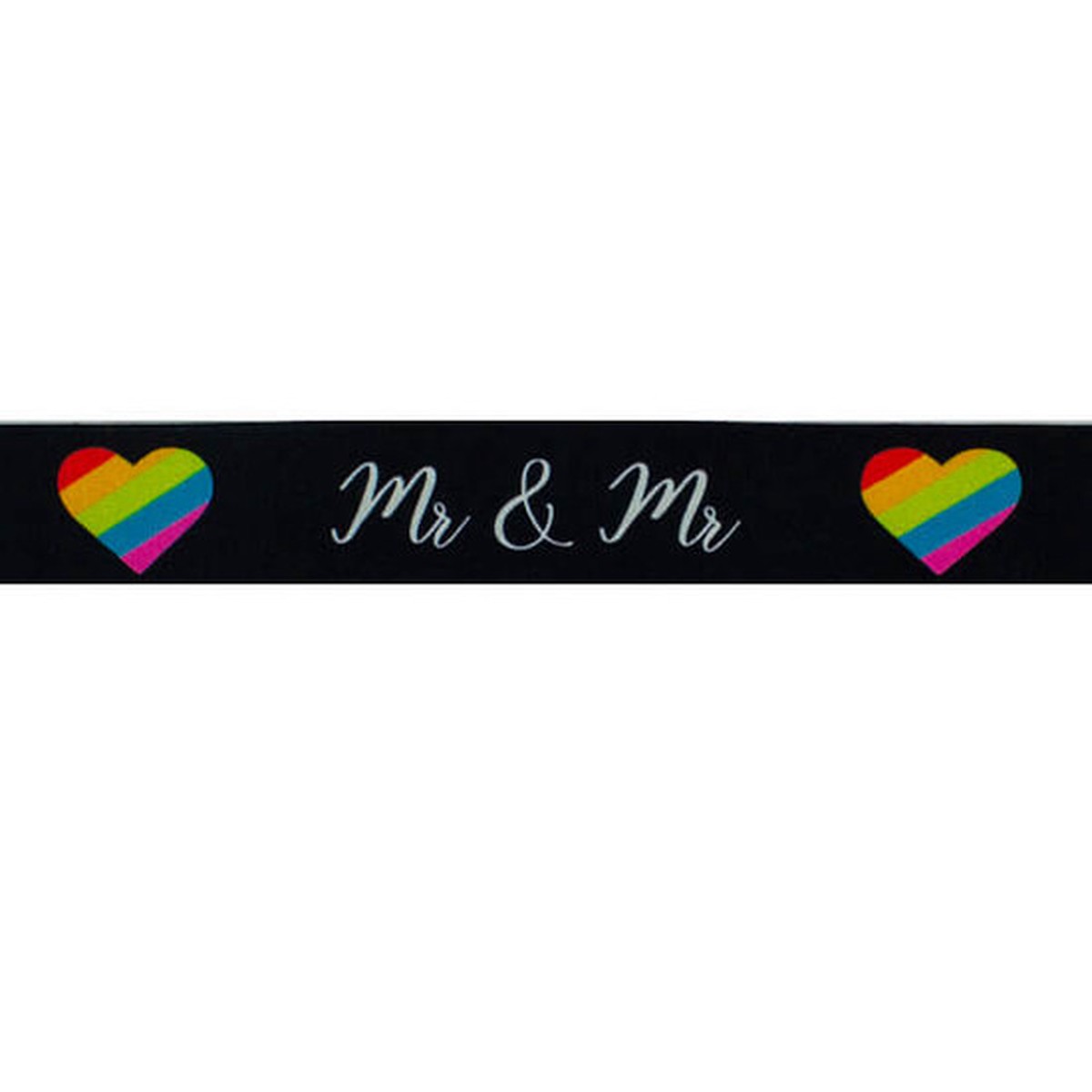 Mr & Mr Black Satin Ribbon (25mm) - Per Metre