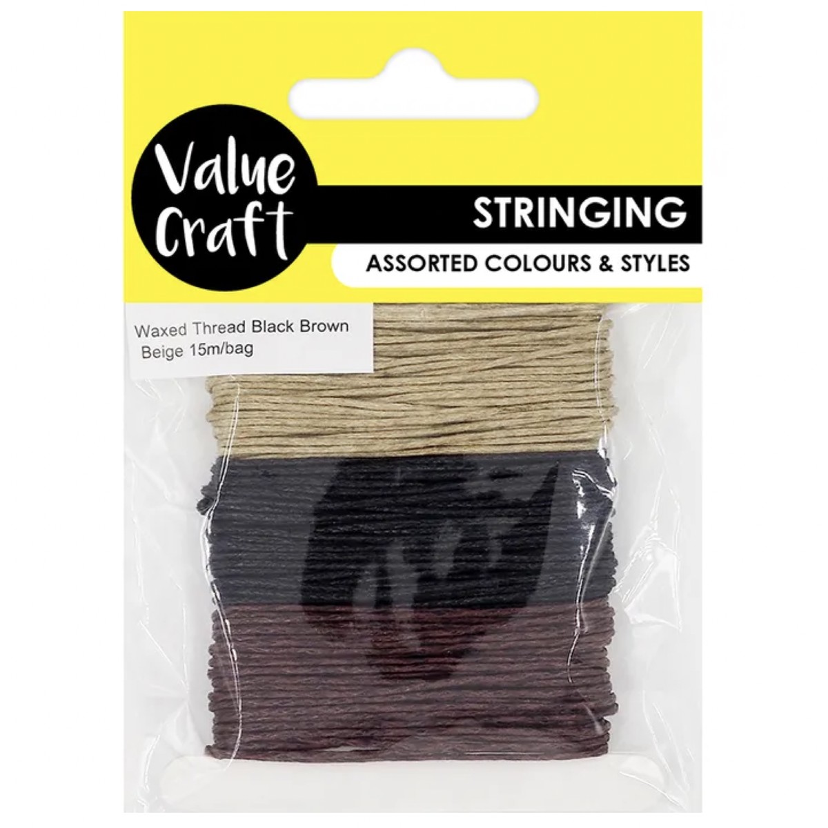 Waxed Thread - Black, Brown & Beige - 15m