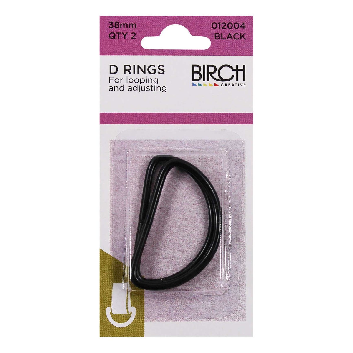 2 x D-Rings - 38mm - Black