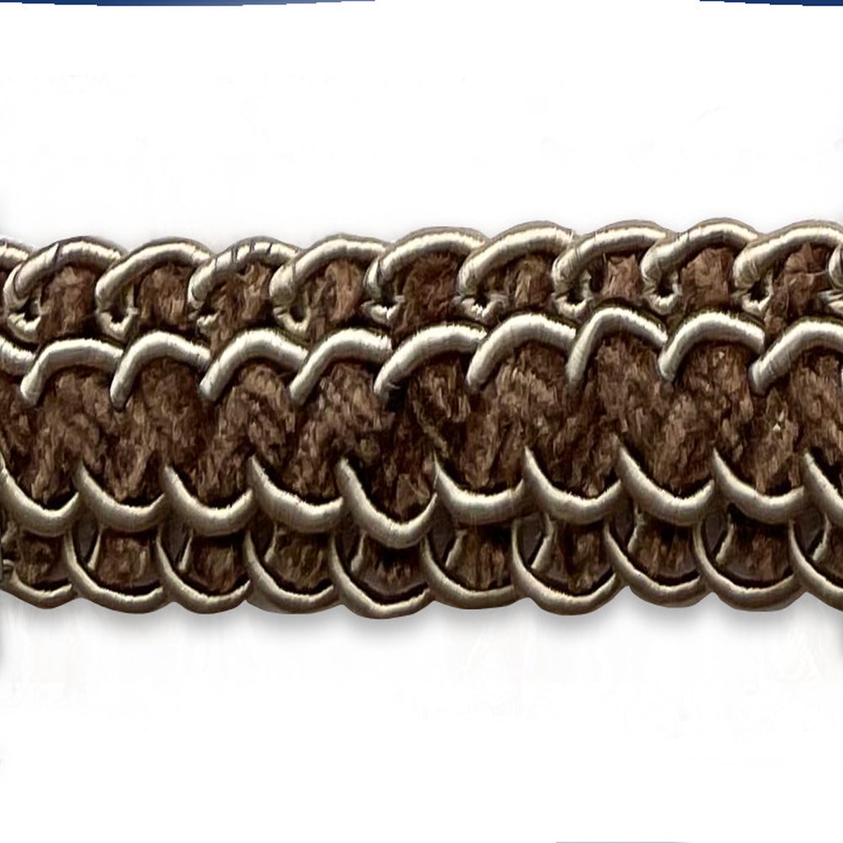 3/4" Elaborate Milk Chocolate & Sand Braided Trim (Made in USA)