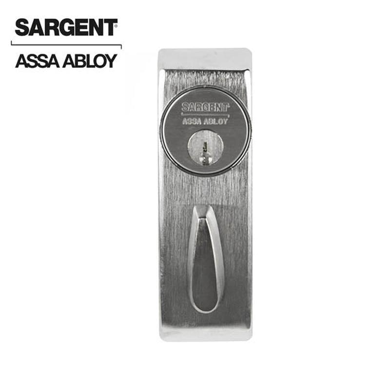Sargent - 113-26D-SGT - Auxiliary Outside Control Exit Device Trim - Classroom Function Key Locks/Unlocks - Mortise Cylinder Included - Satin Chrome