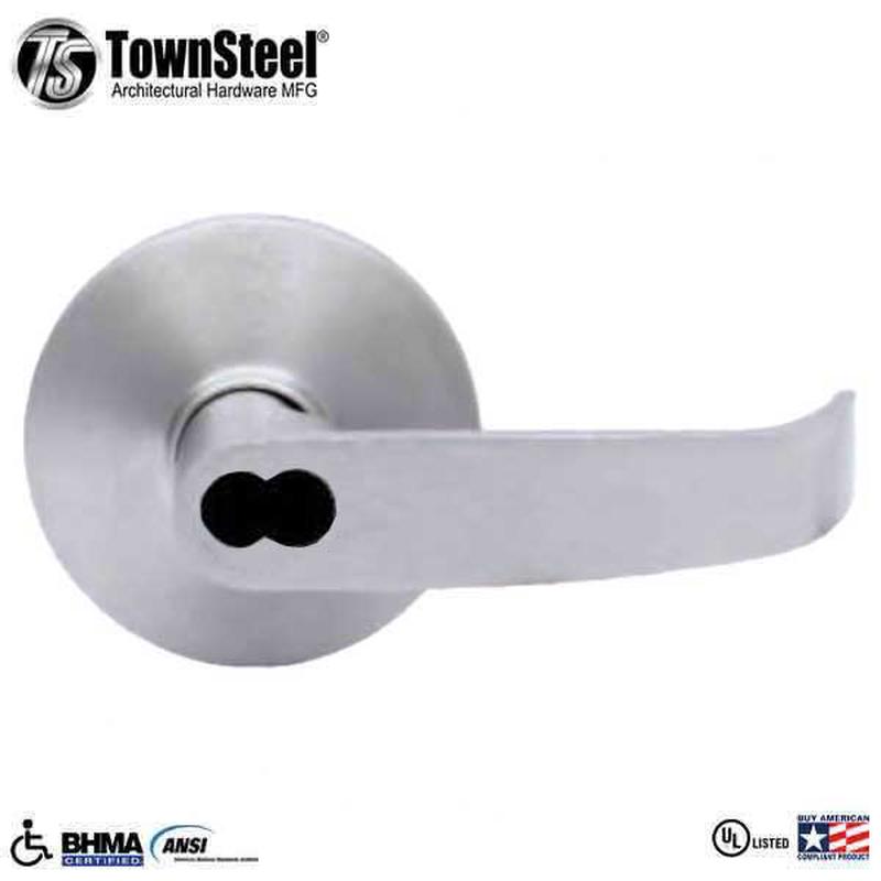 TownSteel - ED8900LQ - Sectional Lever Trim - Storeroom - Nightlatch - LQ Curved Lever - Non-Handed - Schlage SLFIC Prepped - Compatible with Rim, SVR, LBR & 3 Point Push Bars - Satin Chrome - Grade 1