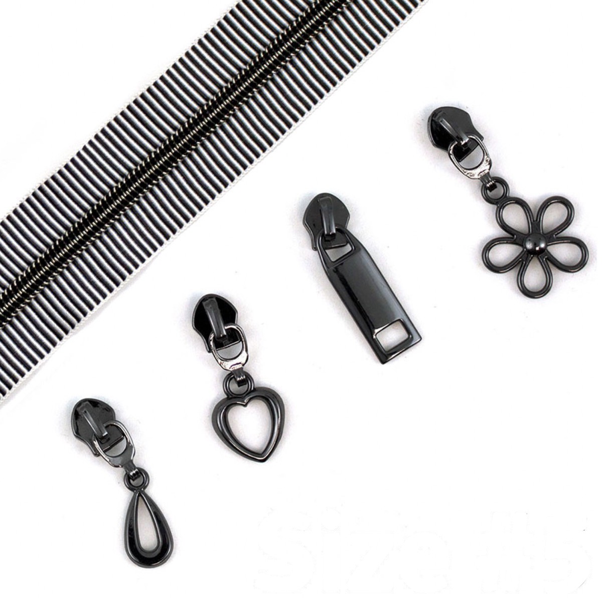 #5 Zipper and Pulls Set - Gunmetal