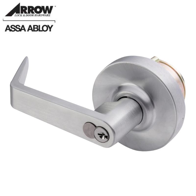 Arrow - SRX82 - Exit Device Trim - Storeroom Function - Sierra Lever with Rose - Satin Chrome 626/US26D Finish - Non-Handed-Includes Cylinder
