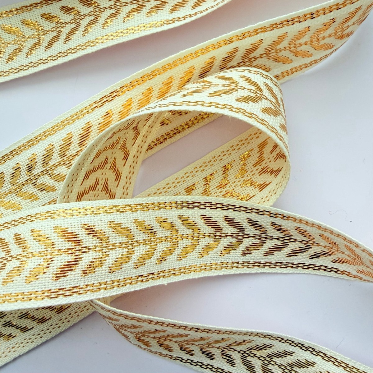 Vintage Gold Leaf Stem Ribbon