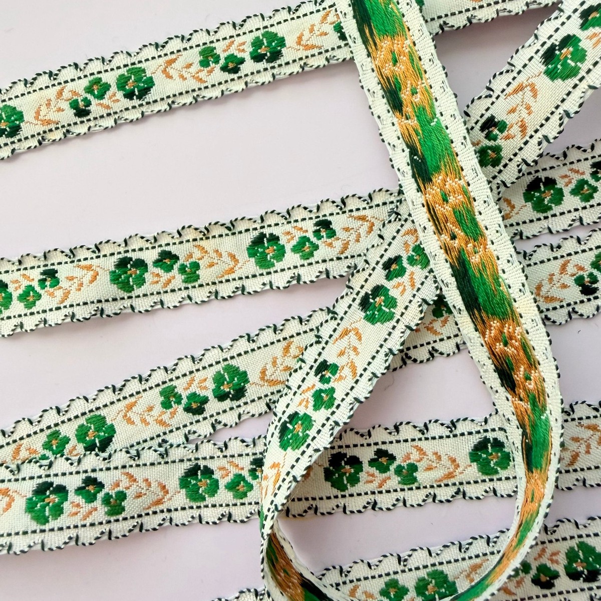 Vintage Green and Gold Floral Trim