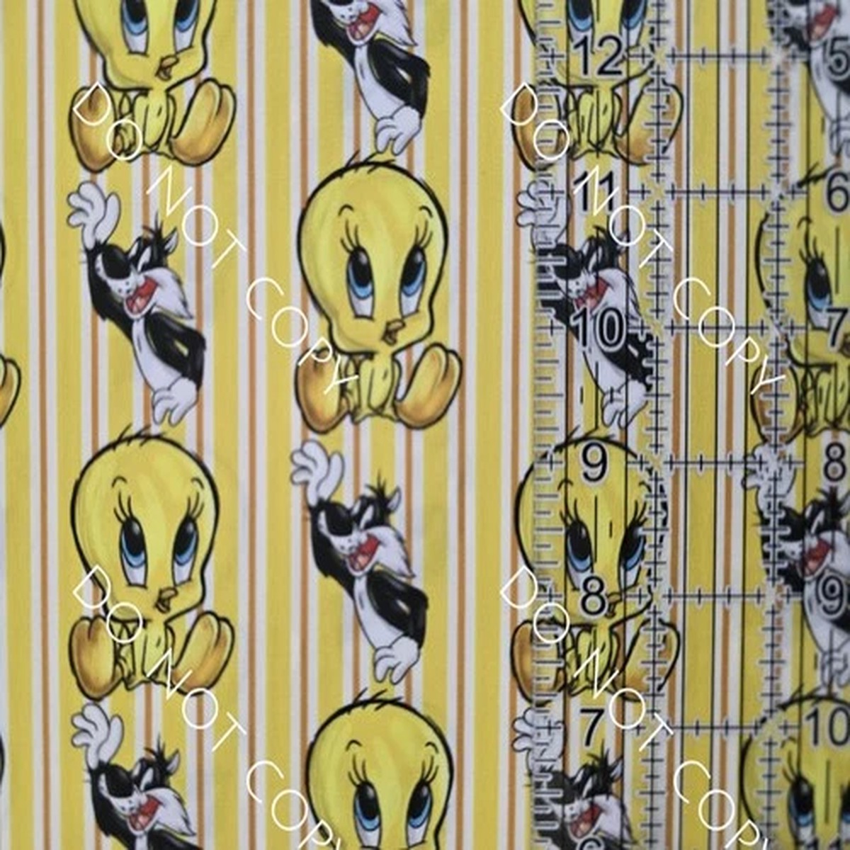 Custom Cotton Woven Fabric Cartoon Sylvester And Tweety By The 1/4 Yard 9x56