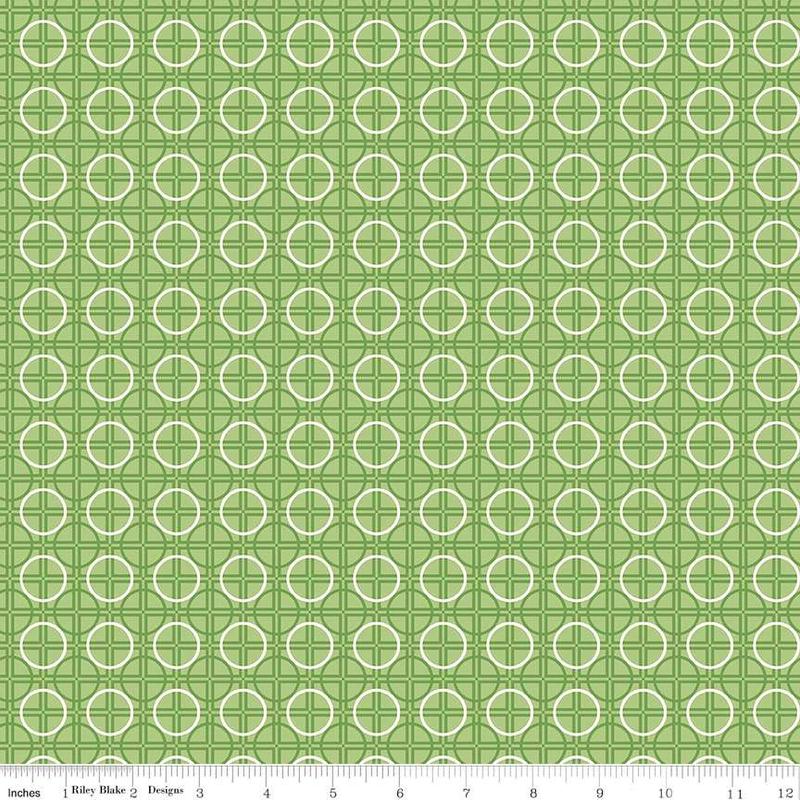 Fabric Riley Blake Green Circle Grid Bee Basics by the Quarter Yard C6407-GREEN