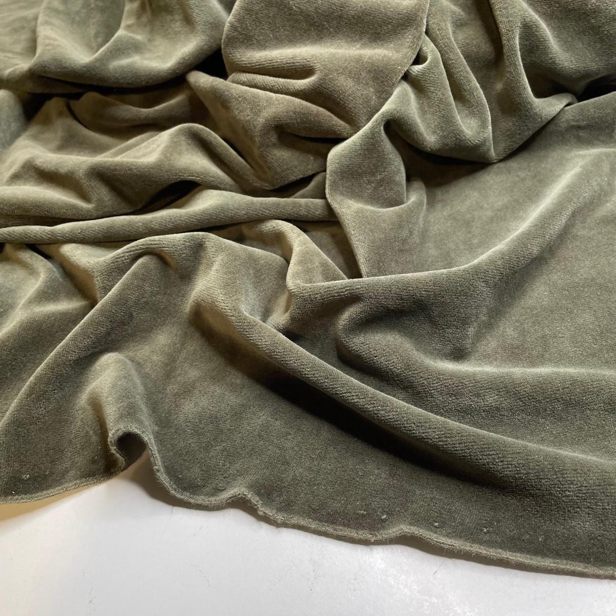 UB - So Plush So Dreamy - Knitted Velour Cotton Knit - Olive Green - 1.5M Bundle