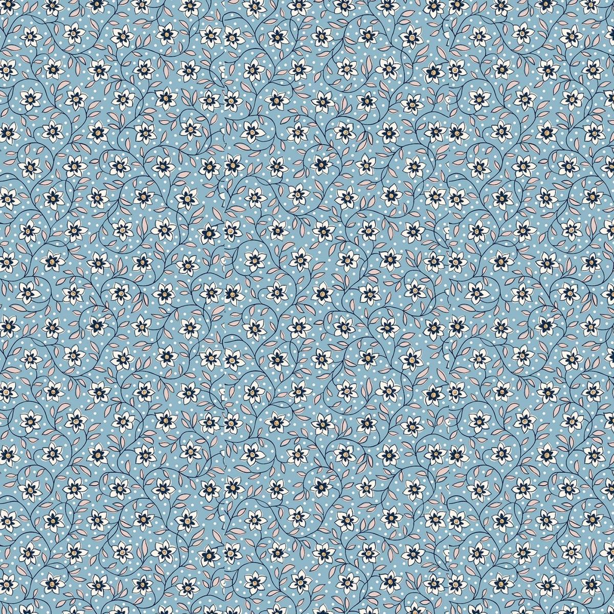 Denim Florals Quilt Fabric Lily Trail Sky