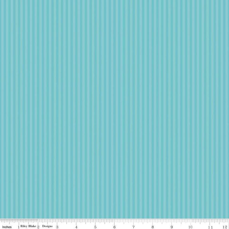 Fabric Riley Blake Basics Peacock 1/8" Tonal Stripes by the Quarter Yard C500-PEACOCK