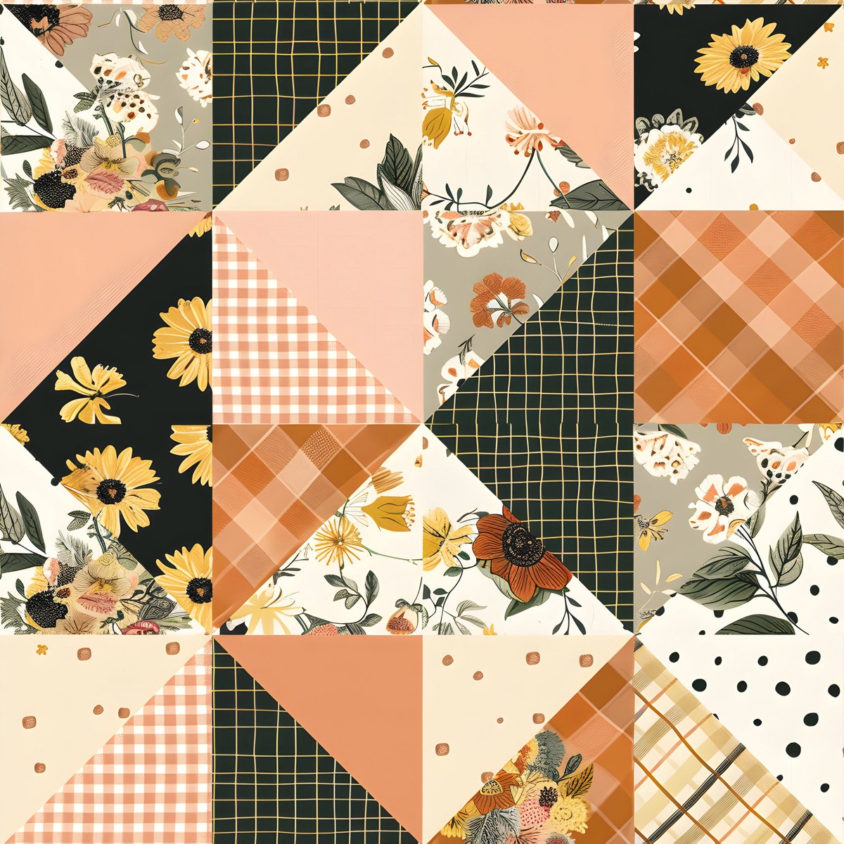 Pastel Farmhouse Patchwork Pattern 6 Quilting Cotton Fabric