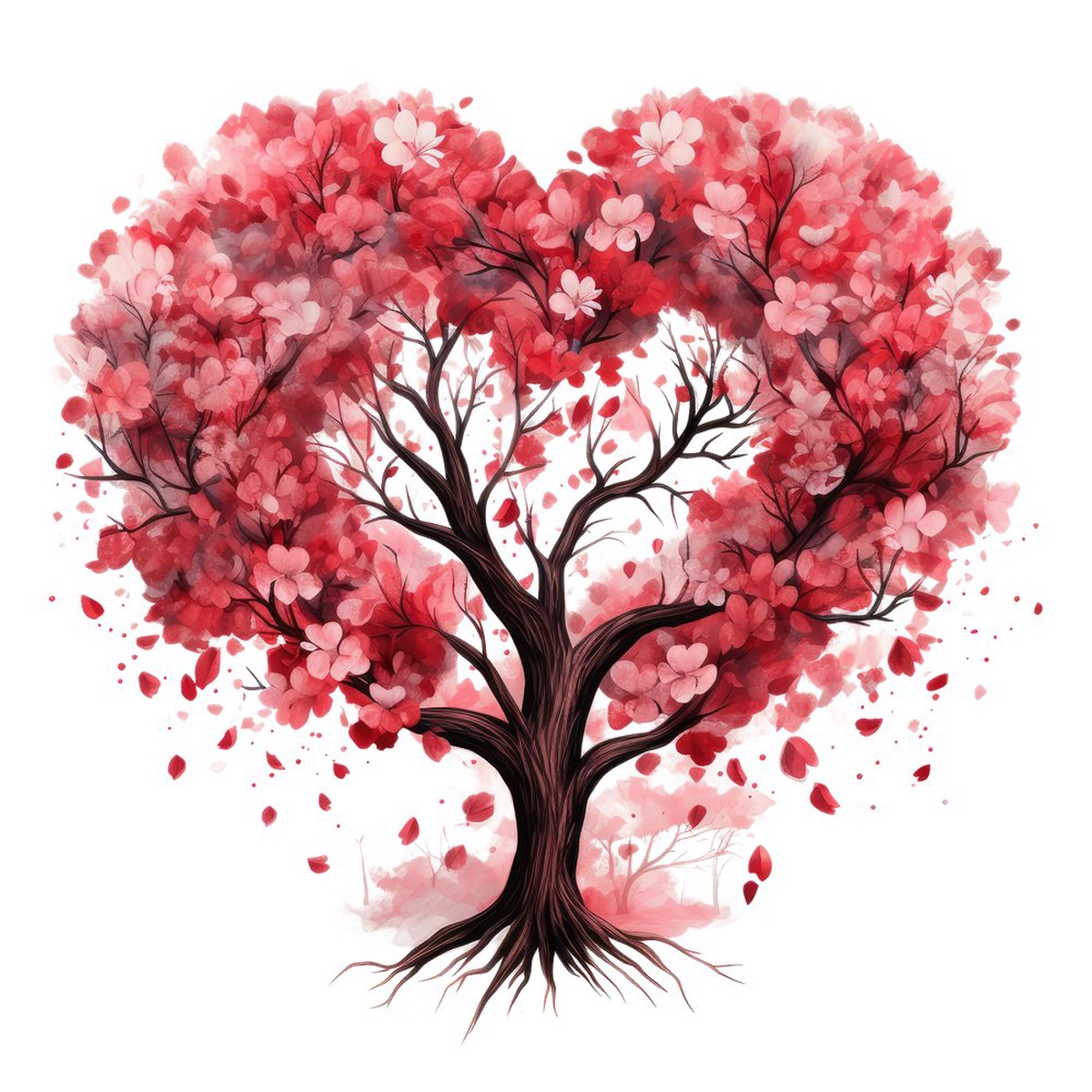 Pink Valentine Heart Tree 12 Fabric Panel