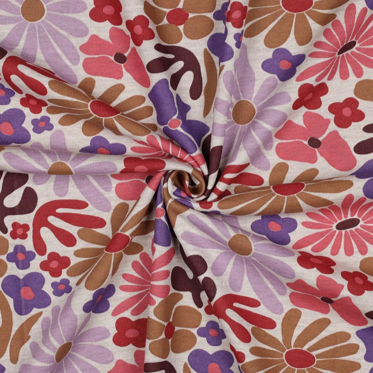 Sweatshirt fabric - "clear flower power" - Oeko-Tex certified (price for 10cm)