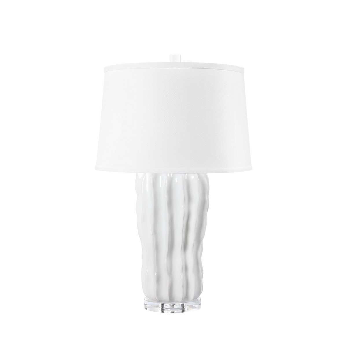 Villa & House - Malibu Lamp with Shade 17-inch White Linen, with Nickel, Alpine Gleam
