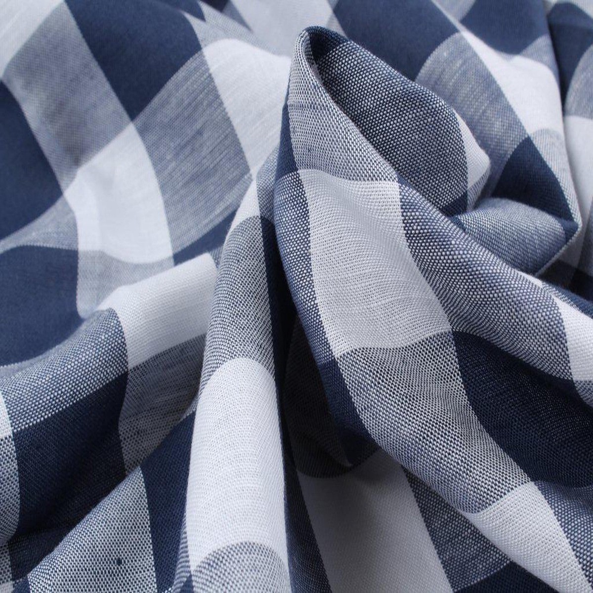 Linen Cotton Gingham - 4 colors - Navy