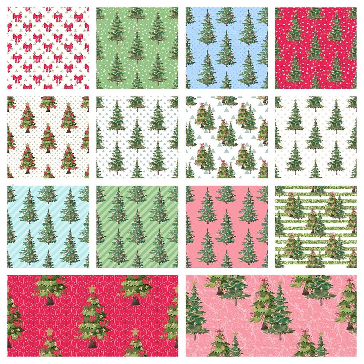 Christmas Trees Fat Eighth Bundle - 14 Pieces