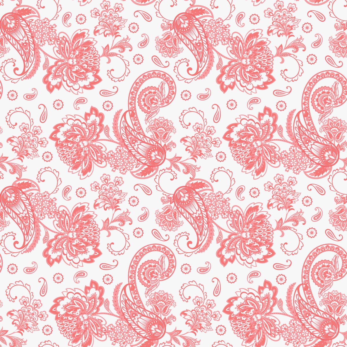 Elegant Paisleys Fabric - Red