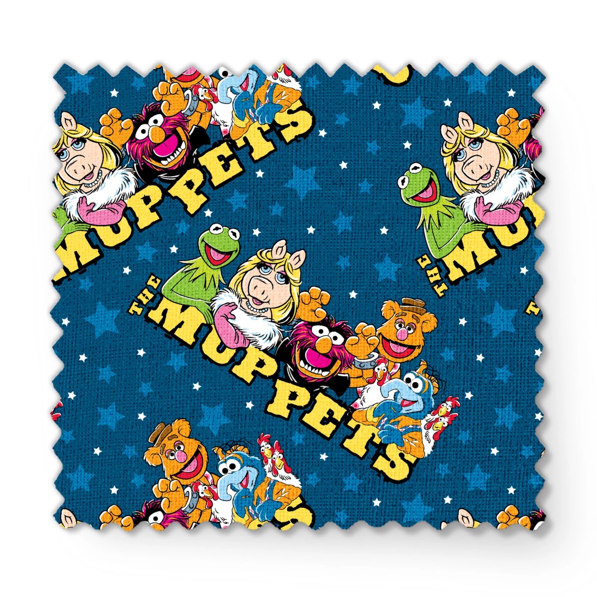 Disney Muppets Stars Pattern on Blue Fabric
