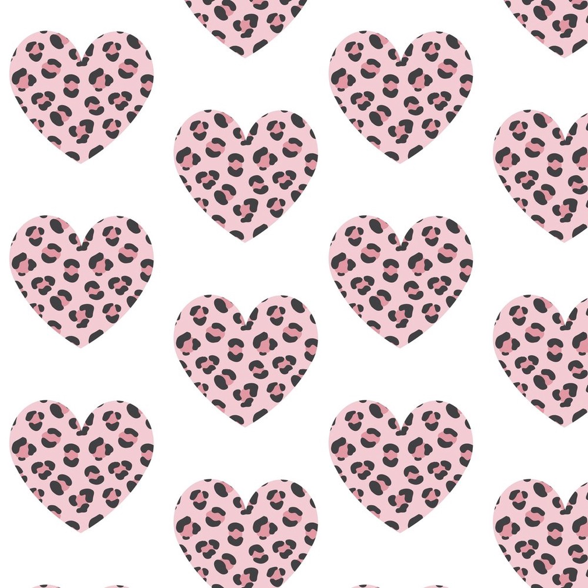 Pink Leopard Print Heart Fabric