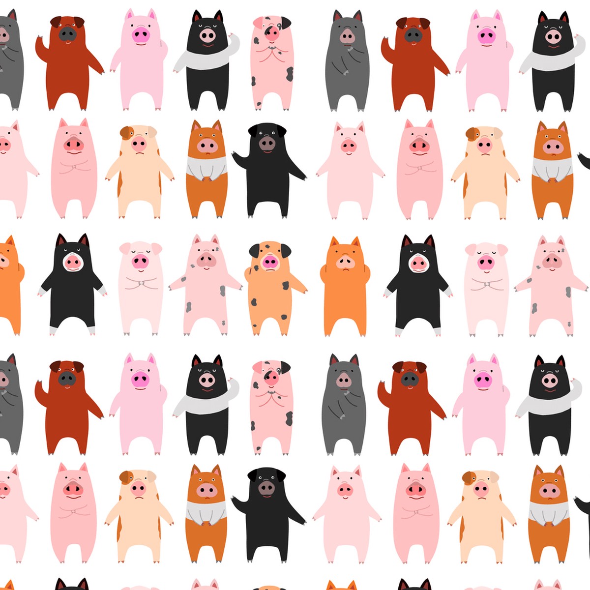 Funny Pigs Fabric - Multi