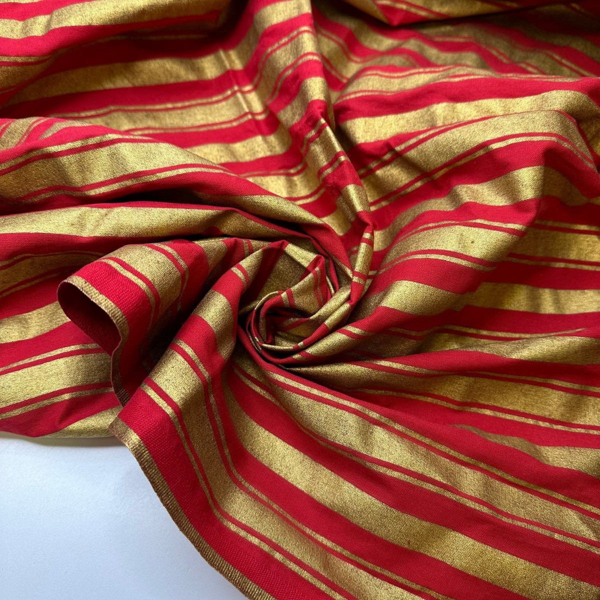 Greatest Show On Earth - Painted Cotton Woven - Red/Gold Stripes - 3M Bundle