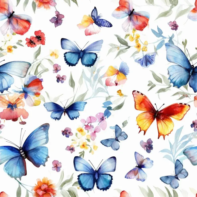 Watercolor Butterflies Pattern #12 Fabric