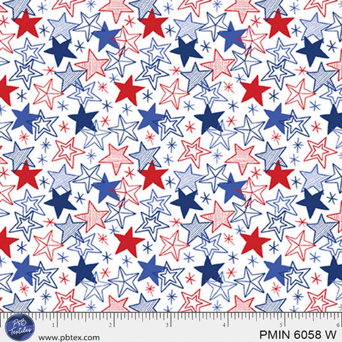White Patriotic Minis PMIN-6058-W Cotton 44/45 Fabric Per Yard