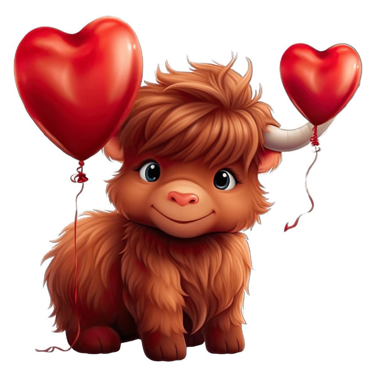 Cute Baby Highland Cows 8 Fabric Panel