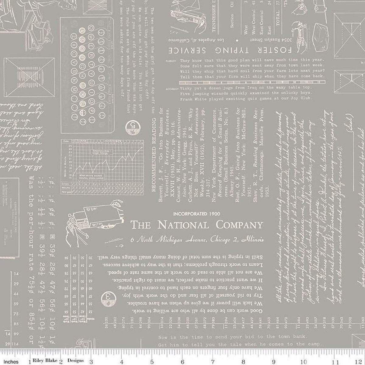 Fabric Riley Blake Lori Holt Cobblestone TYPE/ography by the Quarter Yard C16850-COBBLESTONE