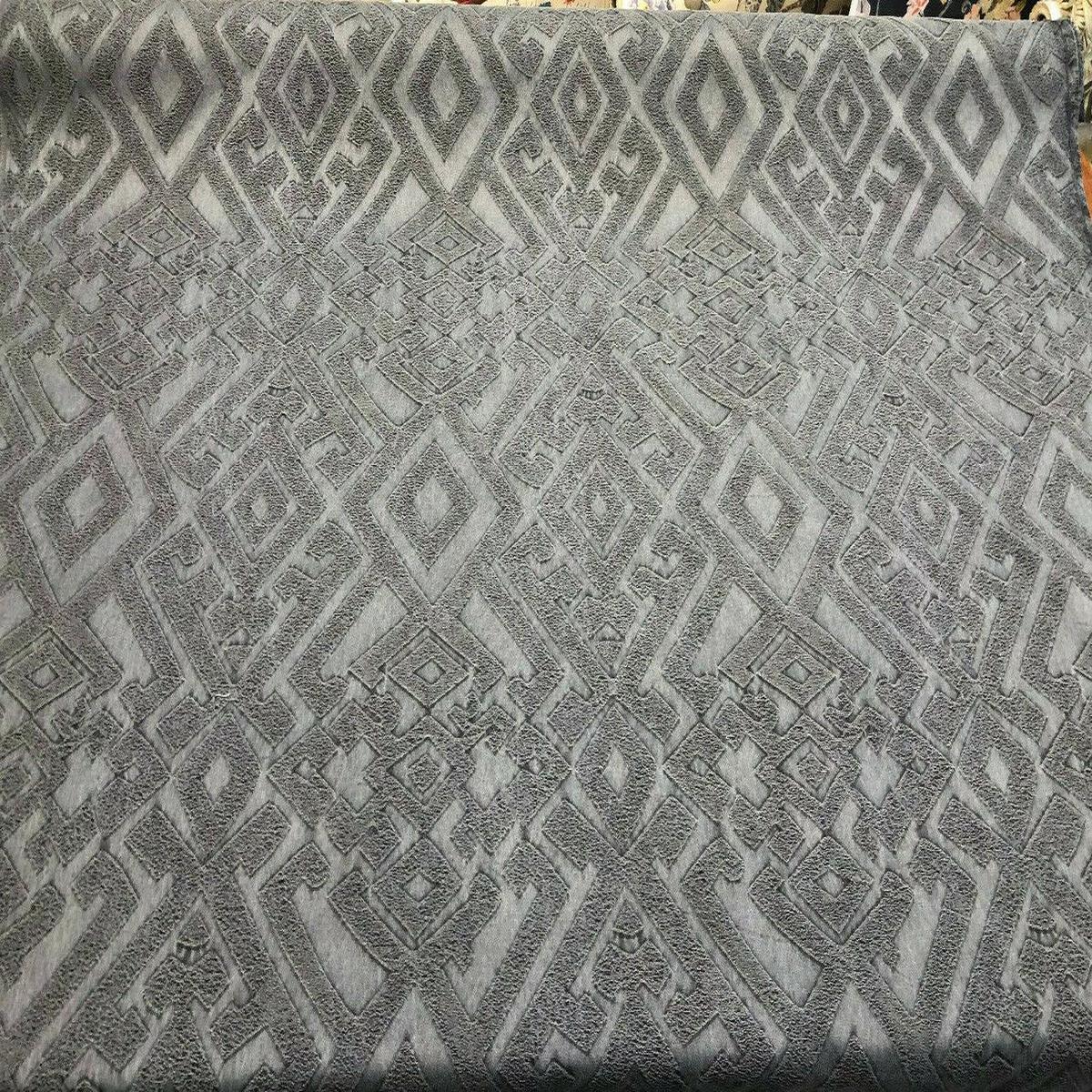 Fabricut East Gate Blue Denim Brocade Fabric by the yard