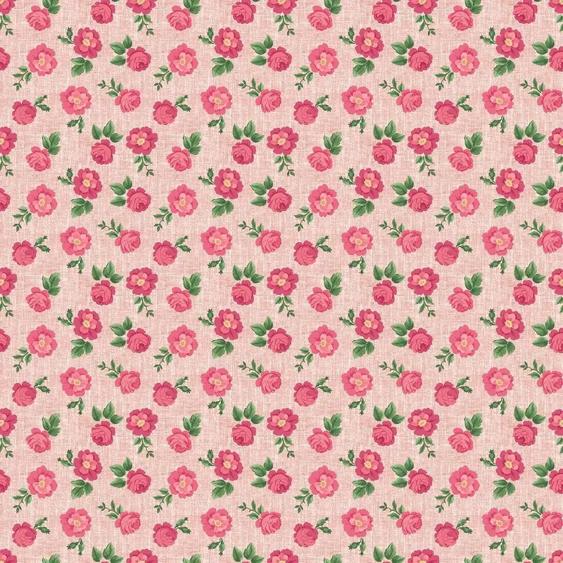 Tiny Roses on Hatched Pattern Fabric - Pink