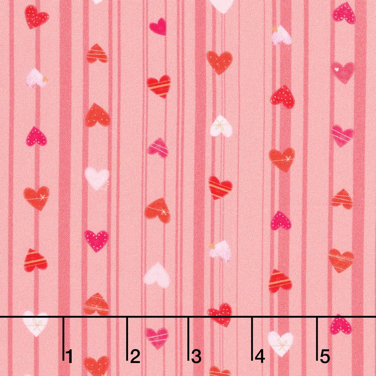 Charming Love - Small Hearts Stripes Love Yardage