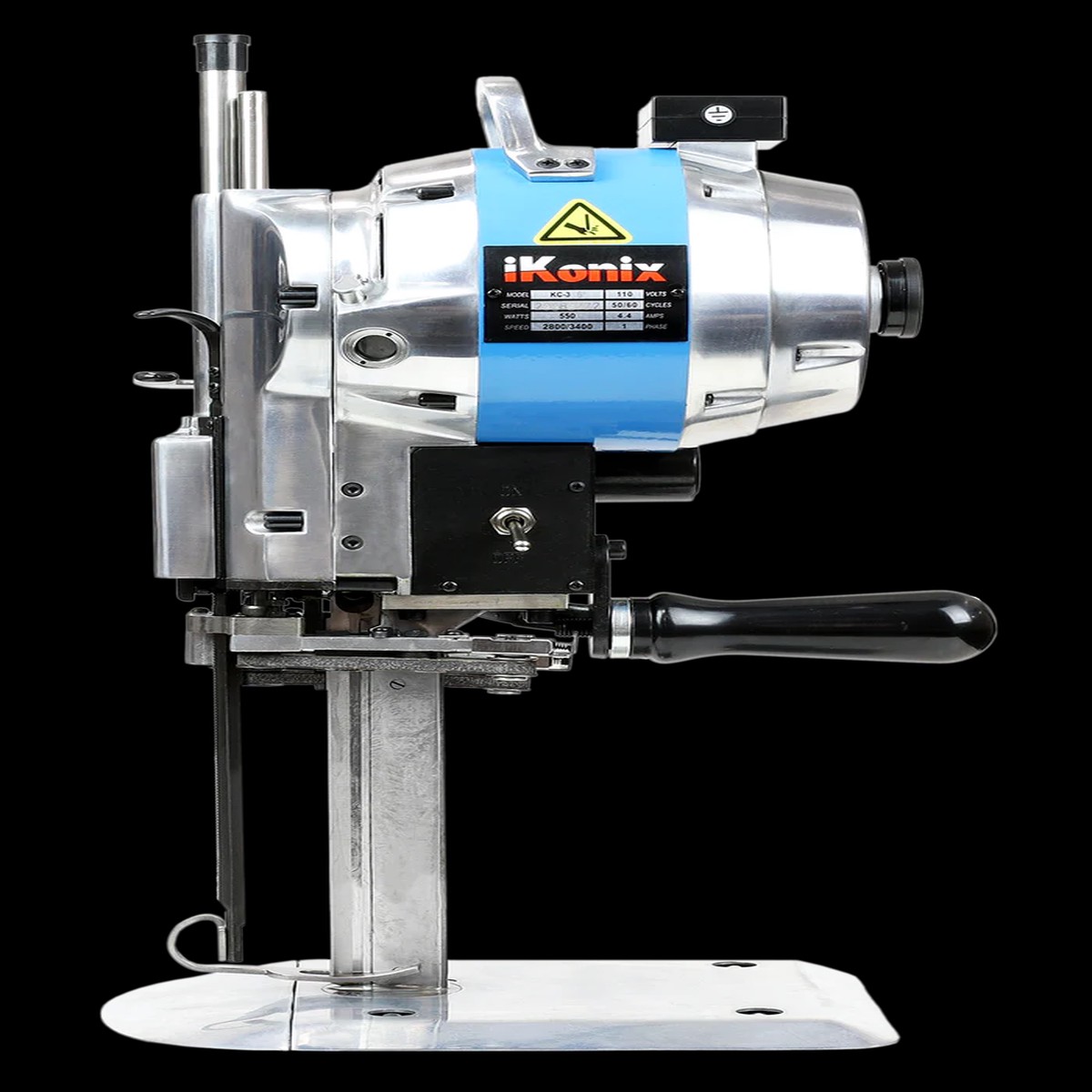 iKonix Industrial Fabric Cutter with Alloy Steel Blade Automatic Sharpening Cuts Leather Cloth Multilayer Fabrics