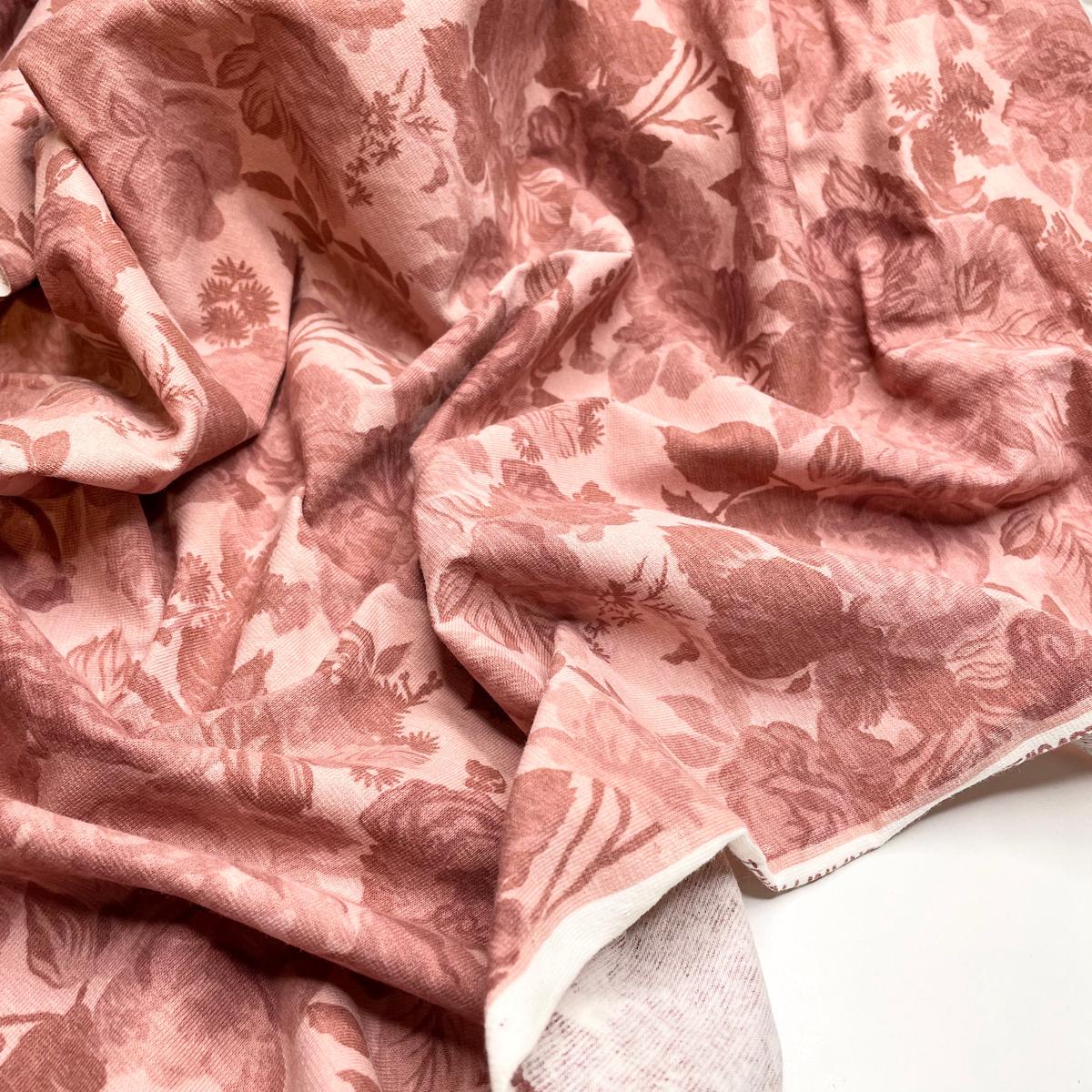 Just The Two Of Us - Vintage Jersey Cotton Knit - Brown/Pink Floral - 2.75M Bundle