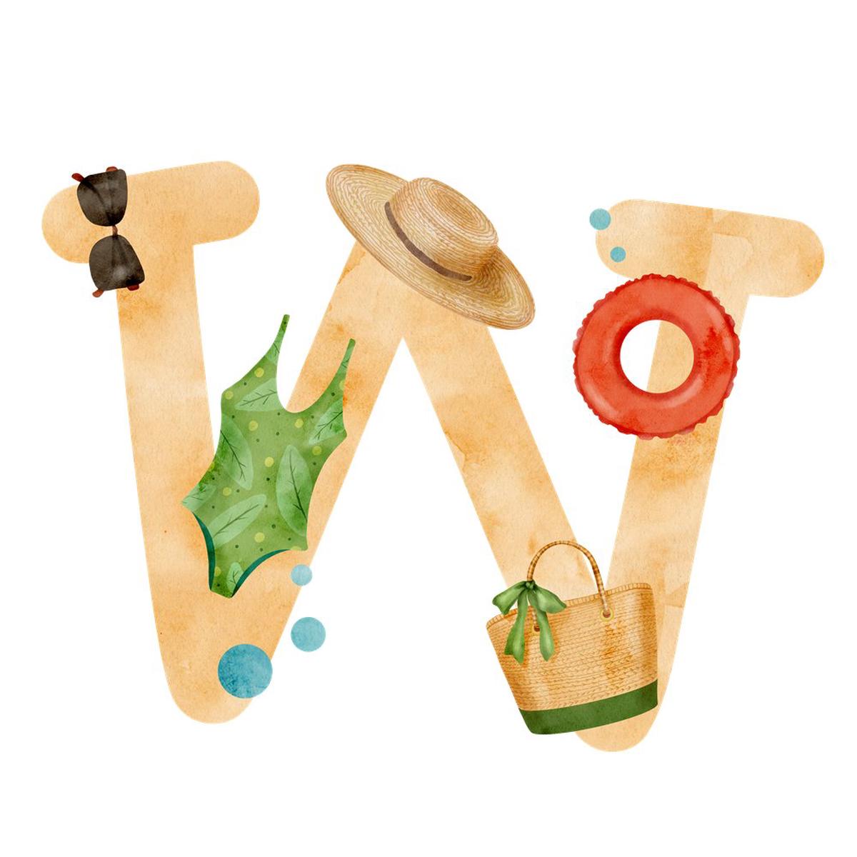 Beach Life Letter W Fabric Panel